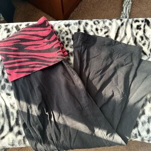Zebra Print Yoga Pants with Pink and Black Design